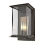 Hubbardton Forge Kingston 12" Tall Outdoor Wall Sconce Coastal Dark Smoke / Translucent Soft Gold