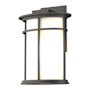 Hubbardton Forge Province 12" Tall Outdoor Wall Sconce Coastal Natural Iron / Opal