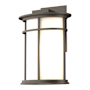Hubbardton Forge Province 12" Tall Outdoor Wall Sconce Coastal Dark Smoke / Opal