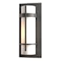 Hubbardton Forge Banded 12" Tall Outdoor Wall Sconce Coastal Natural Iron / Opal