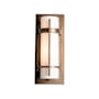 Hubbardton Forge Banded 12" Tall Outdoor Wall Sconce Coastal Bronze / Opal