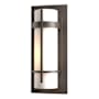 Hubbardton Forge Banded 12" Tall Outdoor Wall Sconce Coastal Dark Smoke / Opal