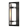 Hubbardton Forge Banded 16" Tall Outdoor Wall Sconce Coastal Black / Opal