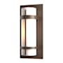 Hubbardton Forge Banded 16" Tall Outdoor Wall Sconce Coastal Bronze / Opal