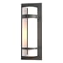 Hubbardton Forge Banded 21" Tall Outdoor Wall Sconce Coastal Natural Iron / Opal