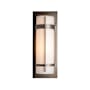 Hubbardton Forge Banded 21" Tall Outdoor Wall Sconce Coastal Dark Smoke / Opal