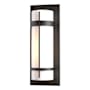 Hubbardton Forge Banded 21" Tall Outdoor Wall Sconce Coastal Oil Rubbed Bronze / Opal