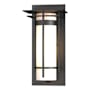 Hubbardton Forge Banded 13" Tall Outdoor Wall Sconce Coastal Black / Opal