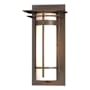 Hubbardton Forge Banded 13" Tall Outdoor Wall Sconce Coastal Bronze / Opal