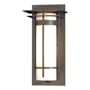 Hubbardton Forge Banded 13" Tall Outdoor Wall Sconce Coastal Dark Smoke / Opal