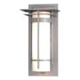 Hubbardton Forge Banded 13" Tall Outdoor Wall Sconce Coastal Burnished Steel / Opal