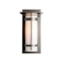 Hubbardton Forge Banded 16" Tall Outdoor Wall Sconce Coastal Natural Iron / Opal