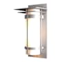 Hubbardton Forge Banded 16" Tall Outdoor Wall Sconce Coastal Burnished Steel / Opal