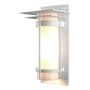 Hubbardton Forge Banded 16" Tall Outdoor Wall Sconce Coastal White / Opal