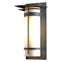 Hubbardton Forge Banded 20" Tall Outdoor Wall Sconce Coastal Natural Iron / Opal