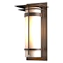 Hubbardton Forge Banded 20" Tall Outdoor Wall Sconce Coastal Bronze / Opal