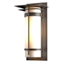 Hubbardton Forge Banded 20" Tall Outdoor Wall Sconce Coastal Dark Smoke / Opal