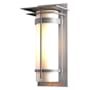Hubbardton Forge Banded 20" Tall Outdoor Wall Sconce Coastal Burnished Steel / Opal