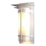 Hubbardton Forge Banded 20" Tall Outdoor Wall Sconce Coastal White / Opal