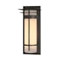 Hubbardton Forge Banded 26" Tall Outdoor Wall Sconce Coastal Dark Smoke / Opal