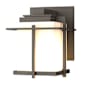 Hubbardton Forge Tourou 7" Tall Outdoor Wall Sconce Coastal Dark Smoke / Opal