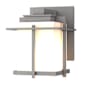 Hubbardton Forge Tourou 7" Tall Outdoor Wall Sconce Coastal Burnished Steel / Opal