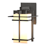 Hubbardton Forge Tourou 11" Tall Outdoor Wall Sconce Coastal Natural Iron / Opal