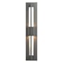 Hubbardton Forge Double Axis 2 Light 24" Tall LED Outdoor Wall Sconce with Customizable Glass Shade Coastal Natural Iron / Clear