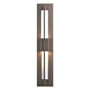 Hubbardton Forge Double Axis 2 Light 24" Tall LED Outdoor Wall Sconce with Customizable Glass Shade Coastal Dark Smoke / Clear