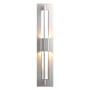 Hubbardton Forge Double Axis 2 Light 24" Tall LED Outdoor Wall Sconce with Customizable Glass Shade Coastal Burnished Steel / Clear