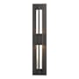 Hubbardton Forge Double Axis 2 Light 24" Tall LED Outdoor Wall Sconce with Customizable Glass Shade Coastal Oil Rubbed Bronze / Clear
