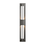 Hubbardton Forge Double Axis 31" Tall LED Outdoor Wall Sconce Coastal Natural Iron / Clear