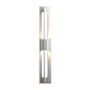 Hubbardton Forge Double Axis 31" Tall LED Outdoor Wall Sconce Coastal Burnished Steel / Clear