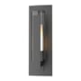 Hubbardton Forge Vertical Bar 15" Tall Outdoor Wall Sconce Coastal Black / Clear