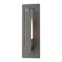 Hubbardton Forge Vertical Bar 15" Tall Outdoor Wall Sconce Coastal Natural Iron / Clear