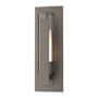 Hubbardton Forge Vertical Bar 15" Tall Outdoor Wall Sconce Coastal Dark Smoke / Clear