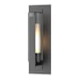 Hubbardton Forge Vertical Bar 19" Tall Outdoor Wall Sconce Coastal Black / Clear
