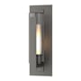 Hubbardton Forge Vertical Bar 19" Tall Outdoor Wall Sconce Coastal Natural Iron / Clear