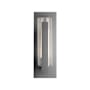 Hubbardton Forge Vertical Bar 19" Tall Outdoor Wall Sconce Coastal Burnished Steel / Clear