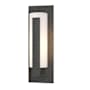 Hubbardton Forge Vertical Bar 15" Tall Outdoor Wall Sconce Coastal Natural Iron / Opal
