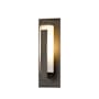 Hubbardton Forge Vertical Bar 15" Tall Outdoor Wall Sconce Coastal Bronze / Opal