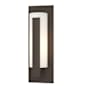 Hubbardton Forge Vertical Bar 15" Tall Outdoor Wall Sconce Coastal Dark Smoke / Opal