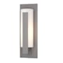Hubbardton Forge Vertical Bar 15" Tall Outdoor Wall Sconce Coastal Burnished Steel / Opal