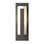 Hubbardton Forge Vertical Bar 19" Tall Outdoor Wall Sconce Coastal Natural Iron / Opal