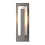 Hubbardton Forge Vertical Bar 19" Tall Outdoor Wall Sconce Coastal Burnished Steel / Opal