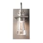 Hubbardton Forge Erlenmeyer 10" Tall Outdoor Wall Sconce Coastal Burnished Steel / Clear