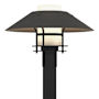 Hubbardton Forge Henry 16" Tall Post Light Coastal Black / Coastal Natural Iron / Opal