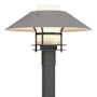 Hubbardton Forge Henry 16" Tall Post Light Natural Iron / Burnished Steel / Opal