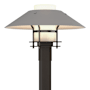 Hubbardton Forge Henry 16" Tall Post Light Coastal Oil Rubbed Bronze / Burnished Steel / Opal