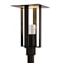 Hubbardton Forge Shadow Box 24" Tall Post Light Coastal Black / Outdoor Silver / Clear